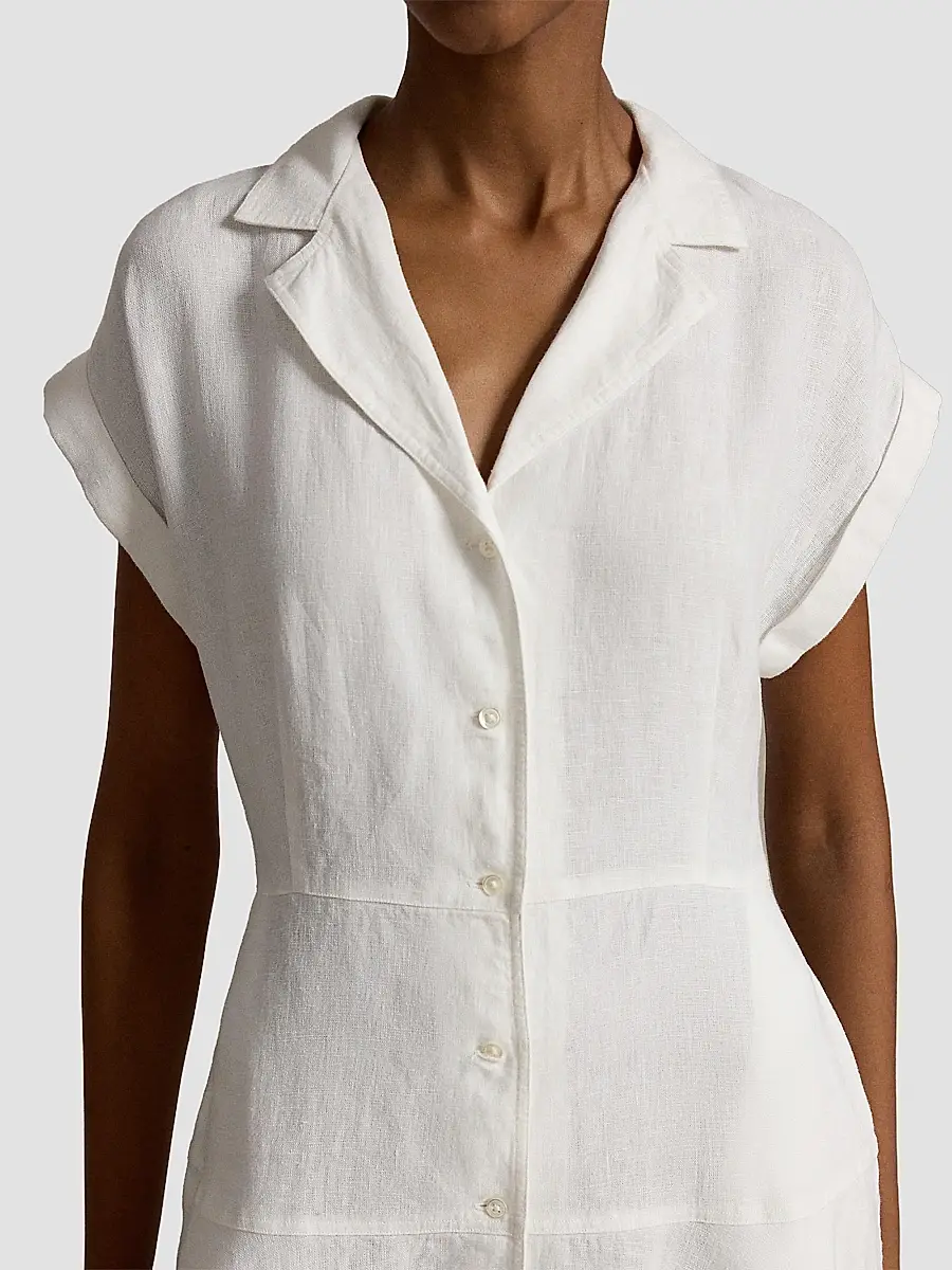 Polo Ralph Lauren Women's Linen Short-Sleeve Midi Shirtdress | Thumbnail 4 Polo Ralph Lauren Women's Linen Short-Sleeve Midi Shirtdress | Thumbnail 4