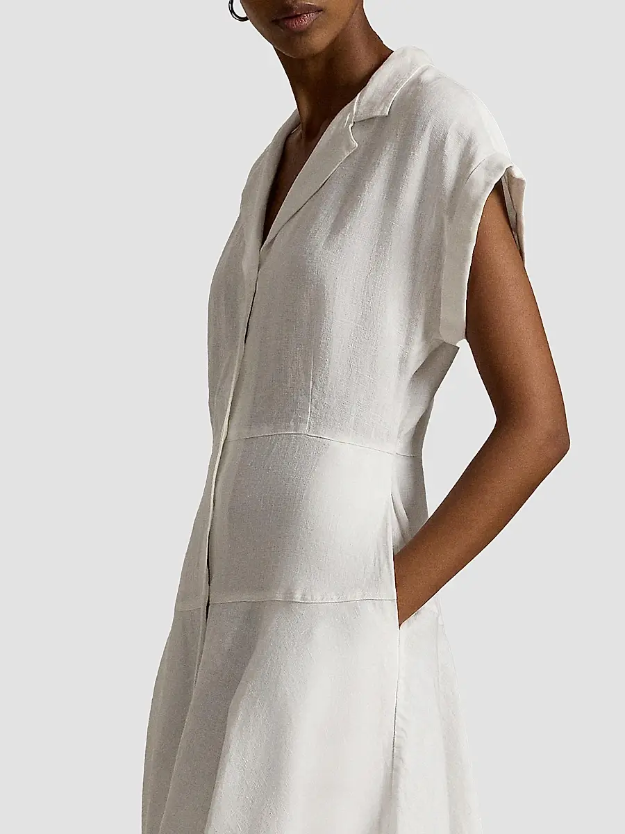 Polo Ralph Lauren Women's Linen Short-Sleeve Midi Shirtdress | Thumbnail 5 Polo Ralph Lauren Women's Linen Short-Sleeve Midi Shirtdress | Thumbnail 5
