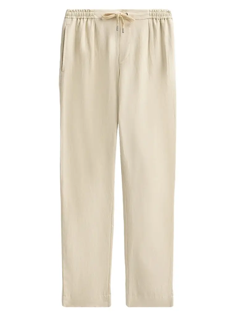 Ralph Lauren Purple Label Men's Drawstring Silk-Linen Pants - Limestone | Image 1 Ralph Lauren Purple Label Men's Drawstring Silk-Linen Pants - Limestone | Image 1