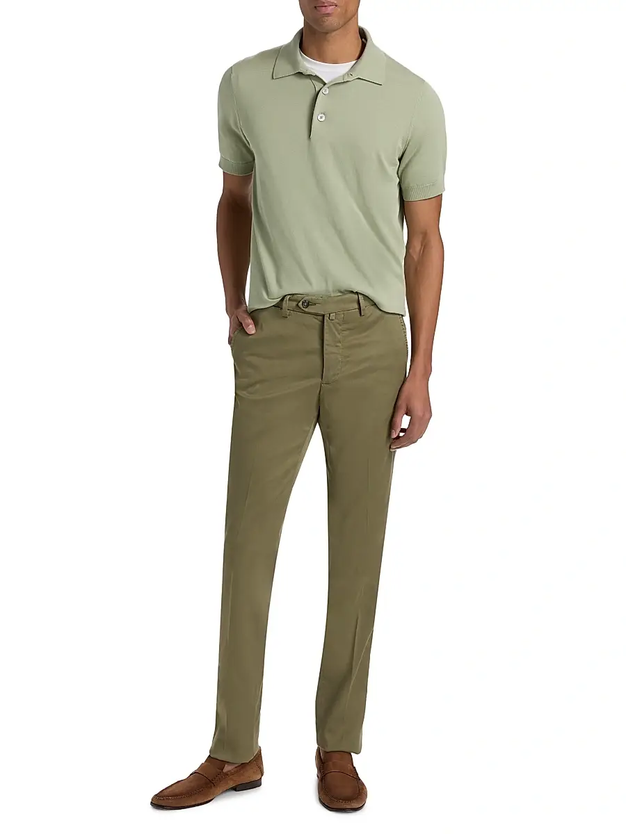 Sartorio Napoli Men's Flat-Front Cotton-Blend Trousers | Thumbnail 2