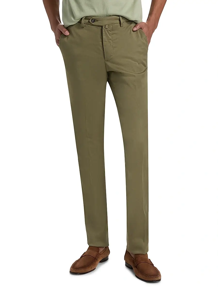 Sartorio Napoli Men's Flat-Front Cotton-Blend Trousers | Thumbnail 3