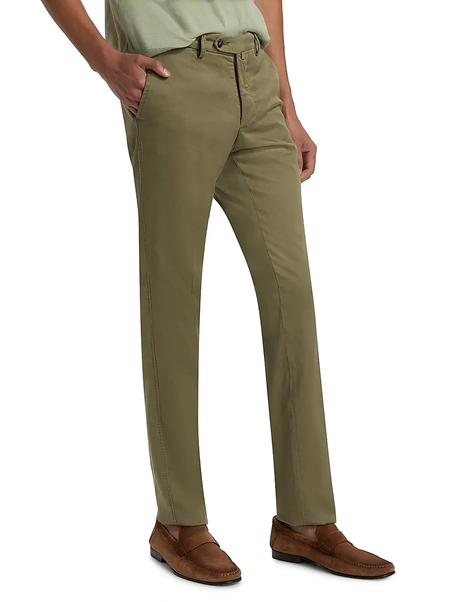Sartorio Napoli Men's Flat-Front Cotton-Blend Trousers | Thumbnail 4