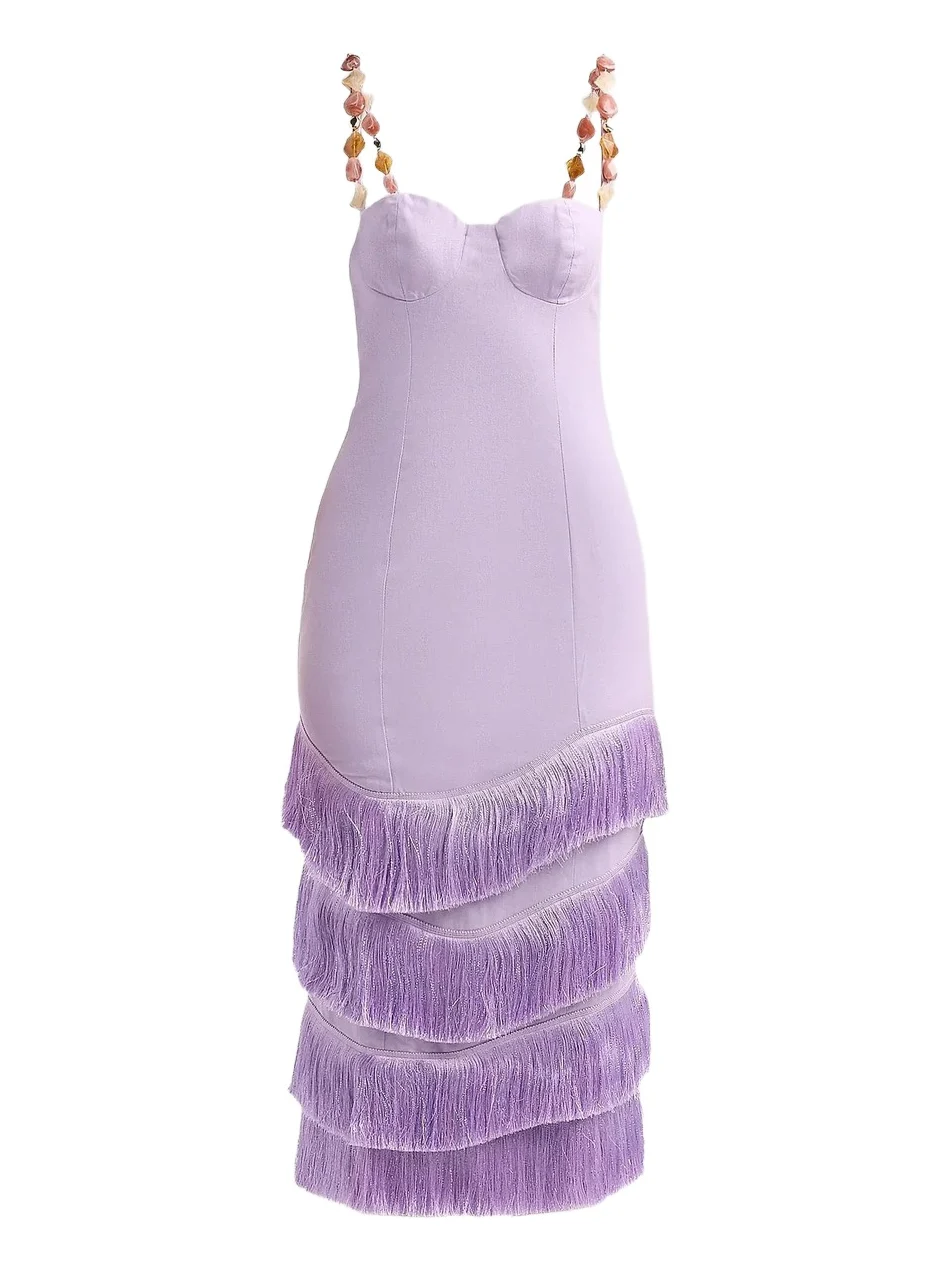Women's Gabriela Linen Fringe Midi Dress