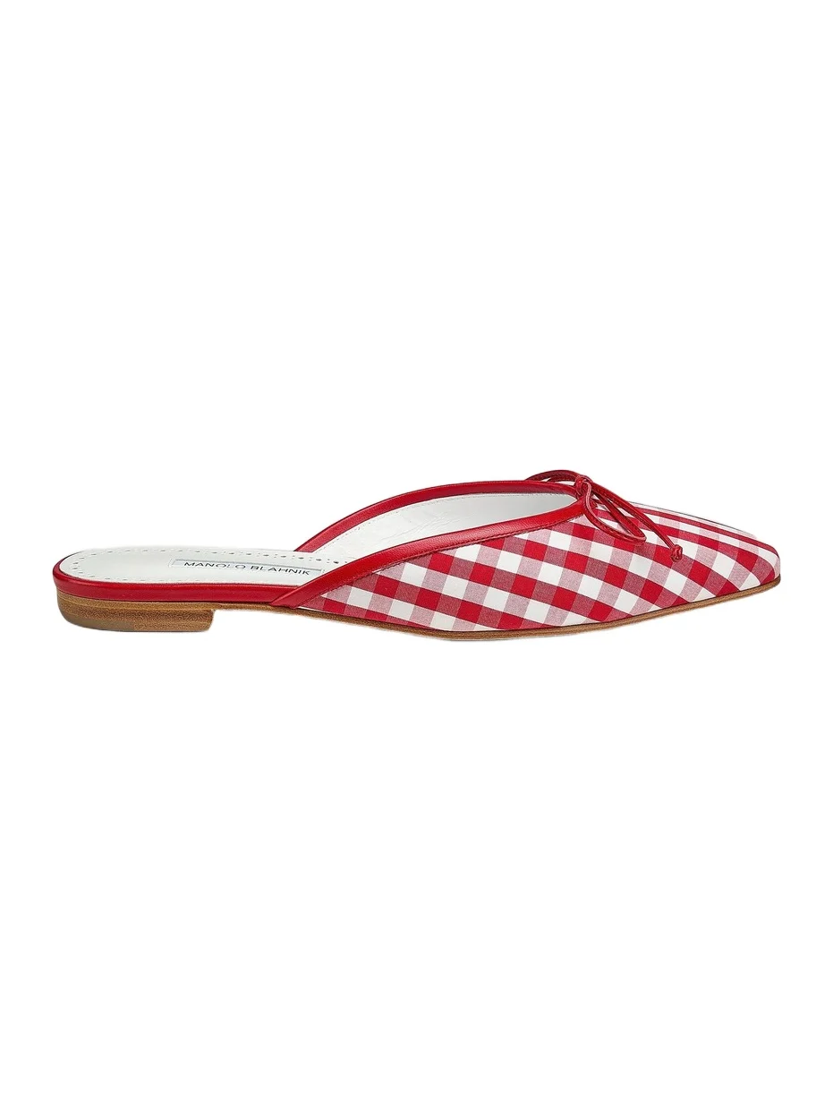 Manolo Blahnik Women's Camperinew Gingham Bow-Detail Mules