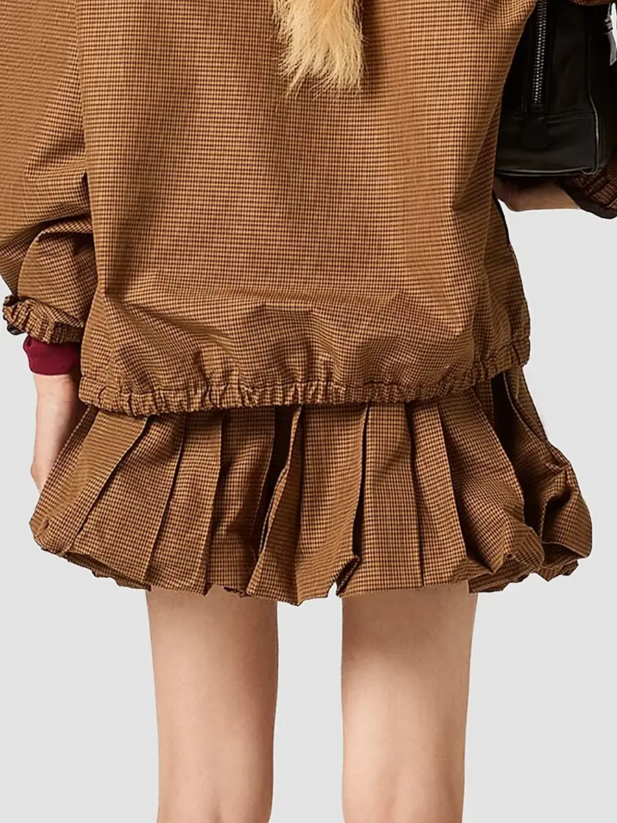Miu Miu Women's Pleated Gingham Check Mini Skirt | Thumbnail 3
