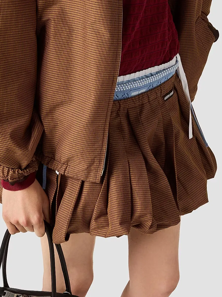 Miu Miu Women's Pleated Gingham Check Mini Skirt | Thumbnail 4