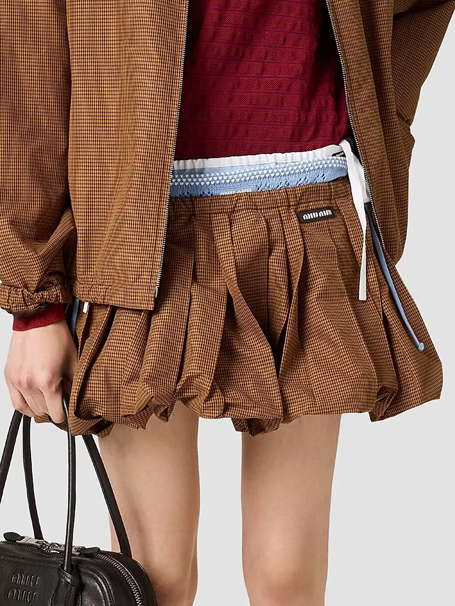Miu Miu Women's Pleated Gingham Check Mini Skirt | Thumbnail 5