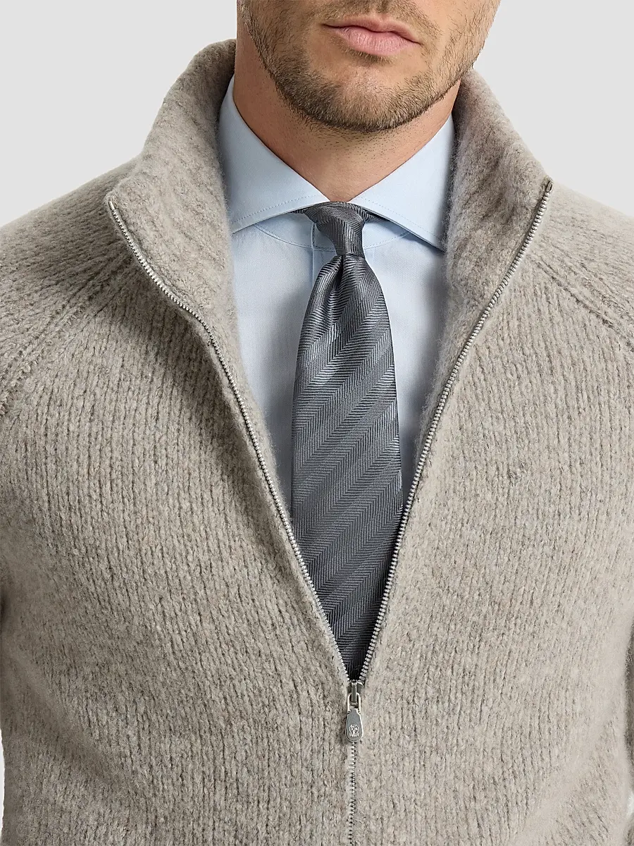 Brunello Cucinelli Men's Silk Chevron Tie | Thumbnail 2