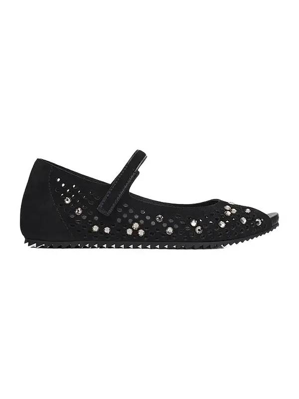 Women's Kalista Embellished Suede Peep-Toe Ballet Flats