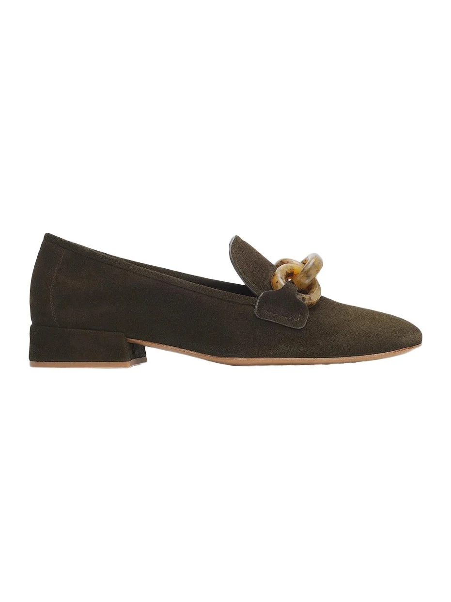 PEDRO GARCIA Women's Gizi Chain-Link Suede Loafers