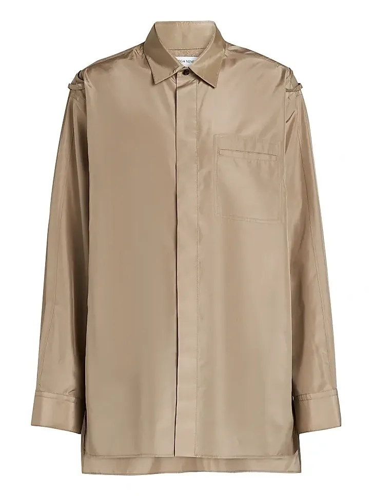Bottega Veneta Men's Washed Silk Taffeta Overshirt