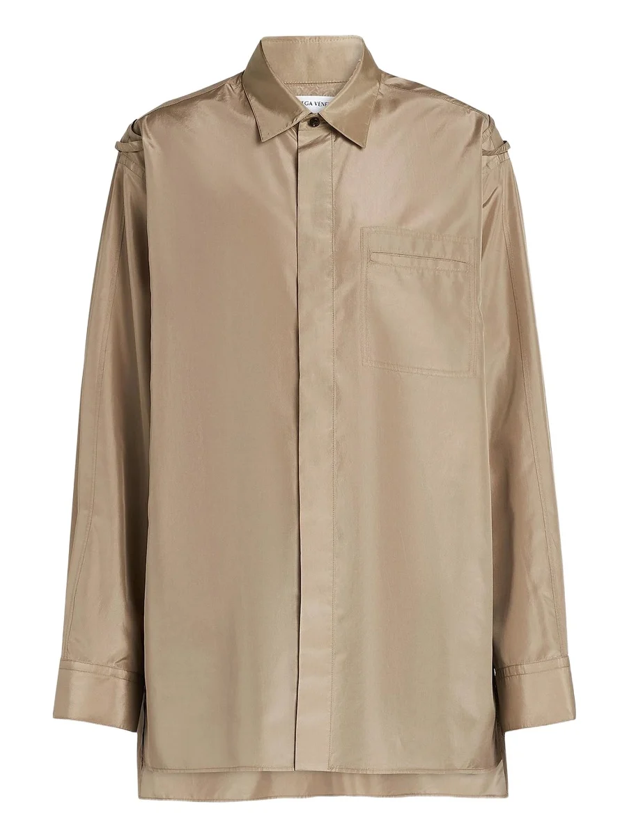 Bottega Veneta Men's Washed Silk Taffeta Overshirt