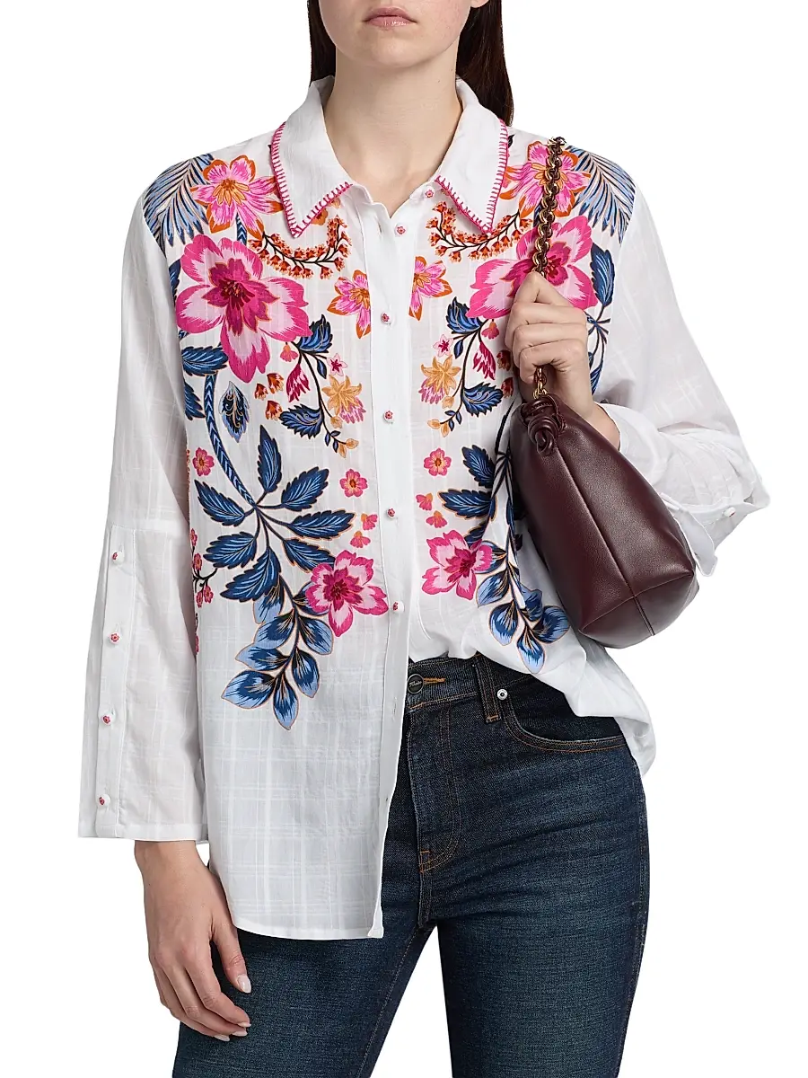 Johnny Was Women's Lirielle Floral Button-Front Shirt | Thumbnail 3 Johnny Was Women's Lirielle Floral Button-Front Shirt | Thumbnail 3