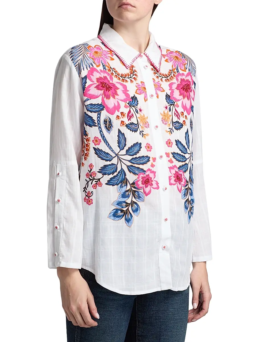 Johnny Was Women's Lirielle Floral Button-Front Shirt | Thumbnail 4 Johnny Was Women's Lirielle Floral Button-Front Shirt | Thumbnail 4