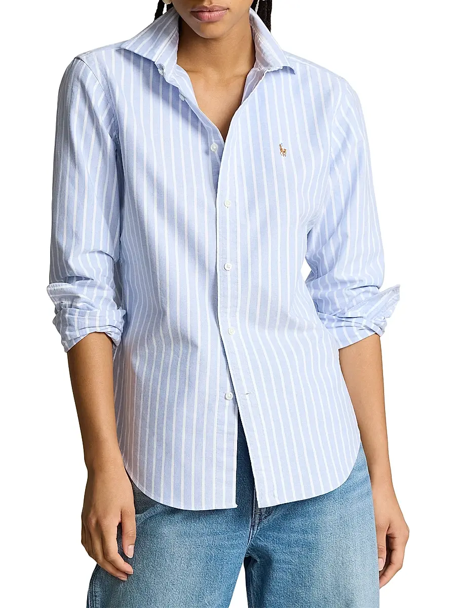 Polo Ralph Lauren Women's Slim-Fit Striped Oxford Shirt | Thumbnail 2 Polo Ralph Lauren Women's Slim-Fit Striped Oxford Shirt | Thumbnail 2