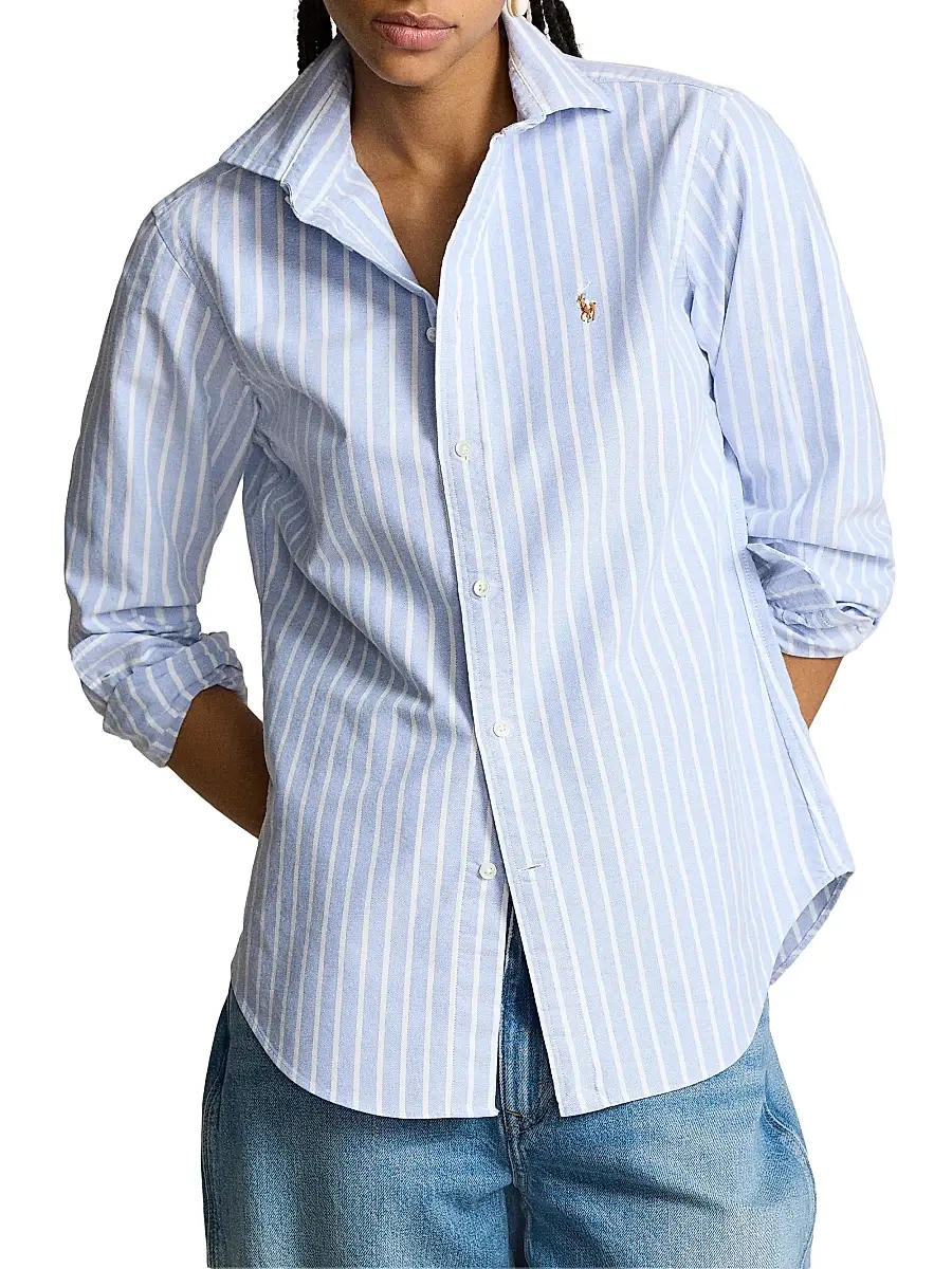 Polo Ralph Lauren Women's Slim-Fit Striped Oxford Shirt | Thumbnail 3 Polo Ralph Lauren Women's Slim-Fit Striped Oxford Shirt | Thumbnail 3