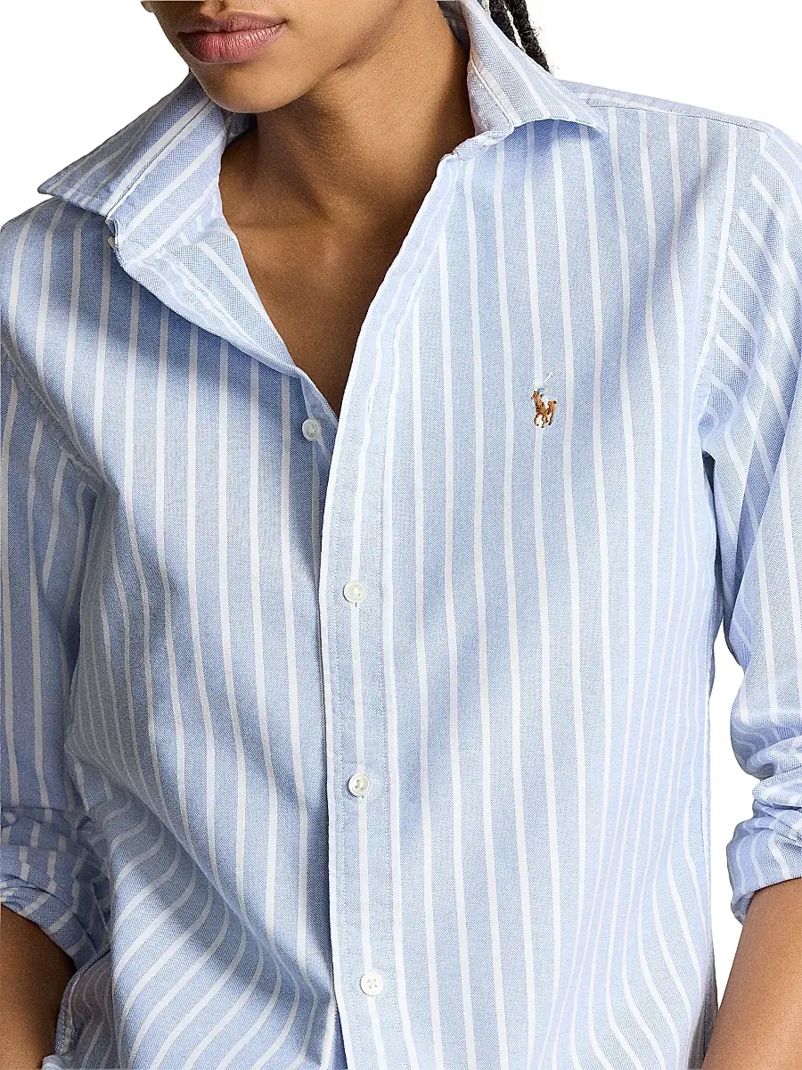 Polo Ralph Lauren Women's Slim-Fit Striped Oxford Shirt | Thumbnail 7 Polo Ralph Lauren Women's Slim-Fit Striped Oxford Shirt | Thumbnail 7