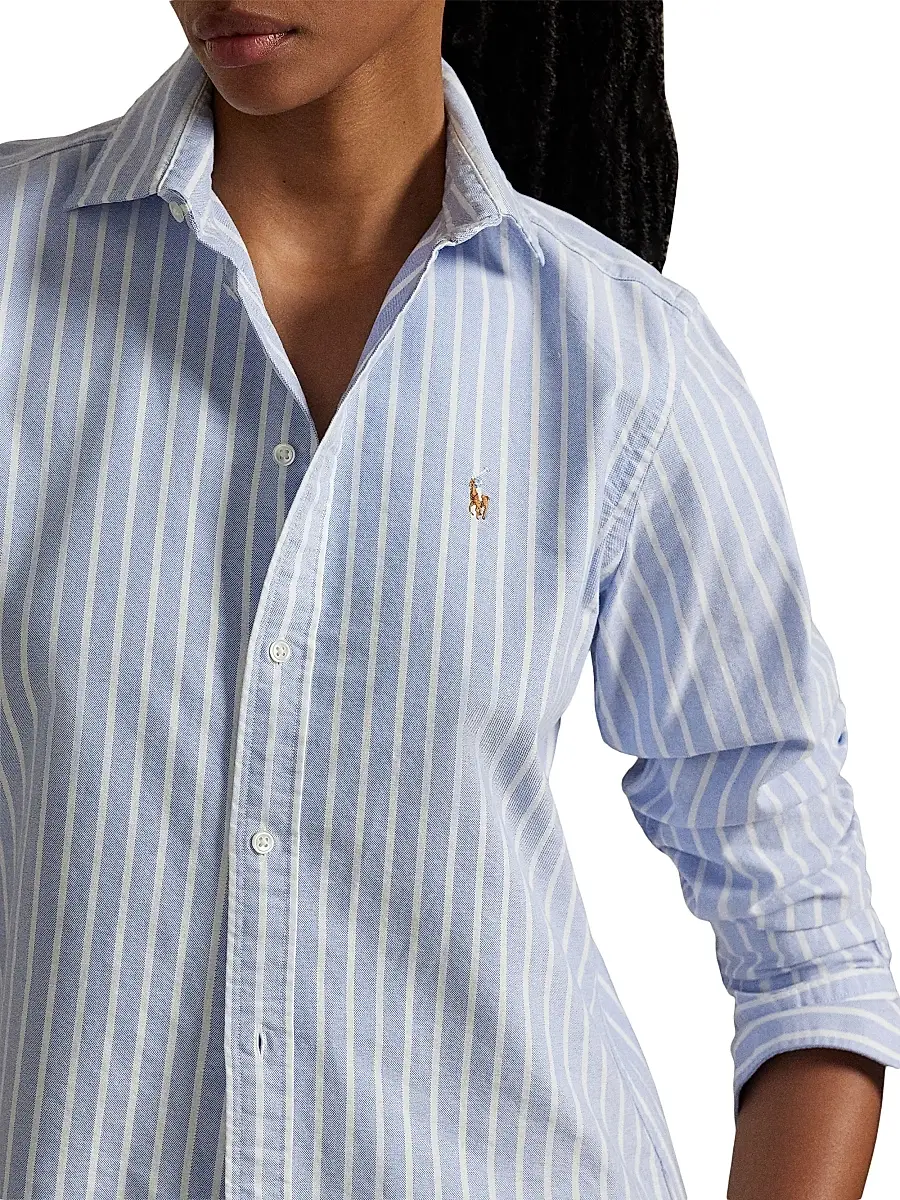 Polo Ralph Lauren Women's Slim-Fit Striped Oxford Shirt | Thumbnail 8 Polo Ralph Lauren Women's Slim-Fit Striped Oxford Shirt | Thumbnail 8