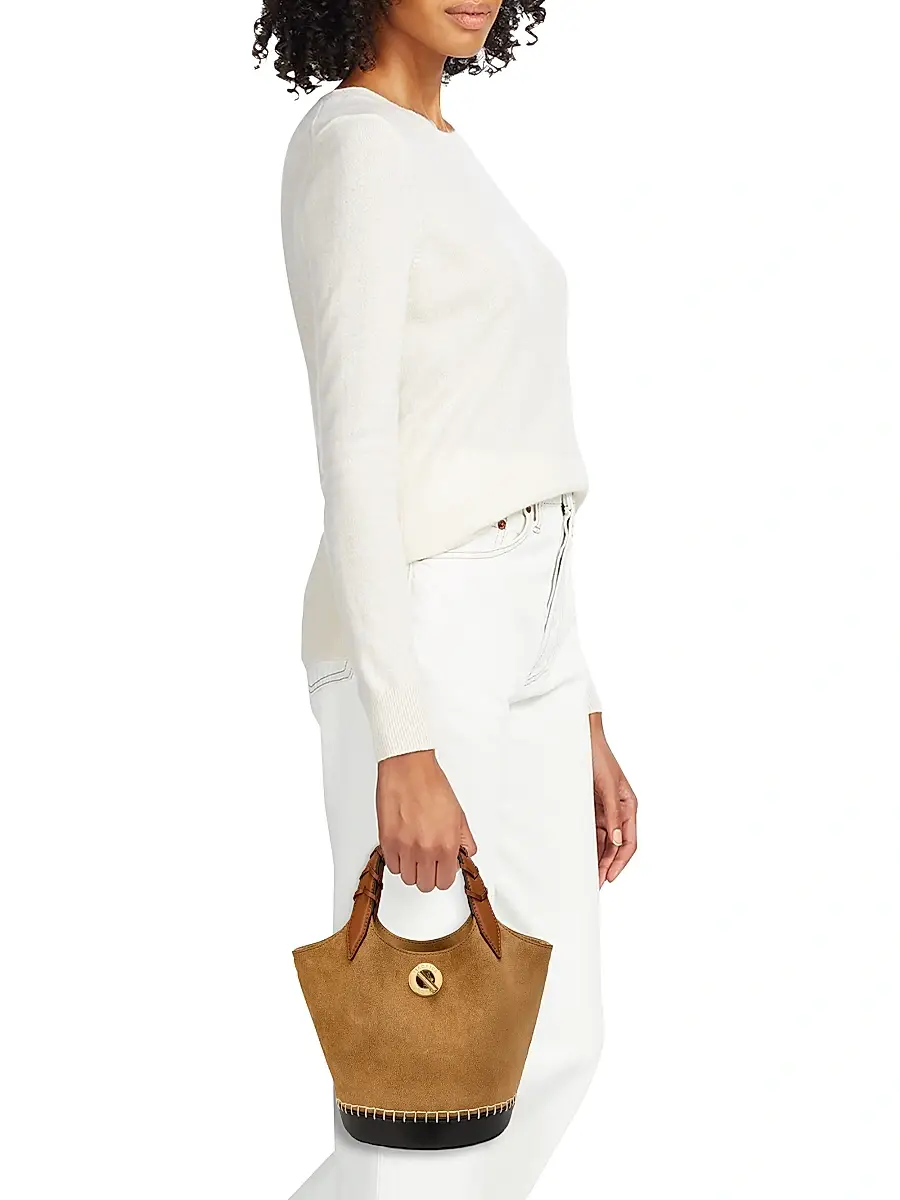 Veronica Beard Women's Anchor Colorblocked Suede Bucket Bag | Thumbnail 3 Veronica Beard Women's Anchor Colorblocked Suede Bucket Bag | Thumbnail 3