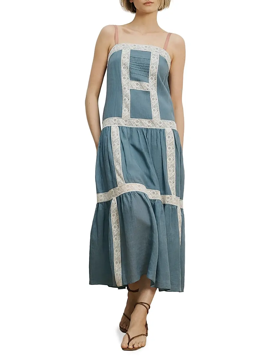 Veronica Beard Women's Mazarine Tiered Midi-Dress | Thumbnail 2 Veronica Beard Women's Mazarine Tiered Midi-Dress | Thumbnail 2