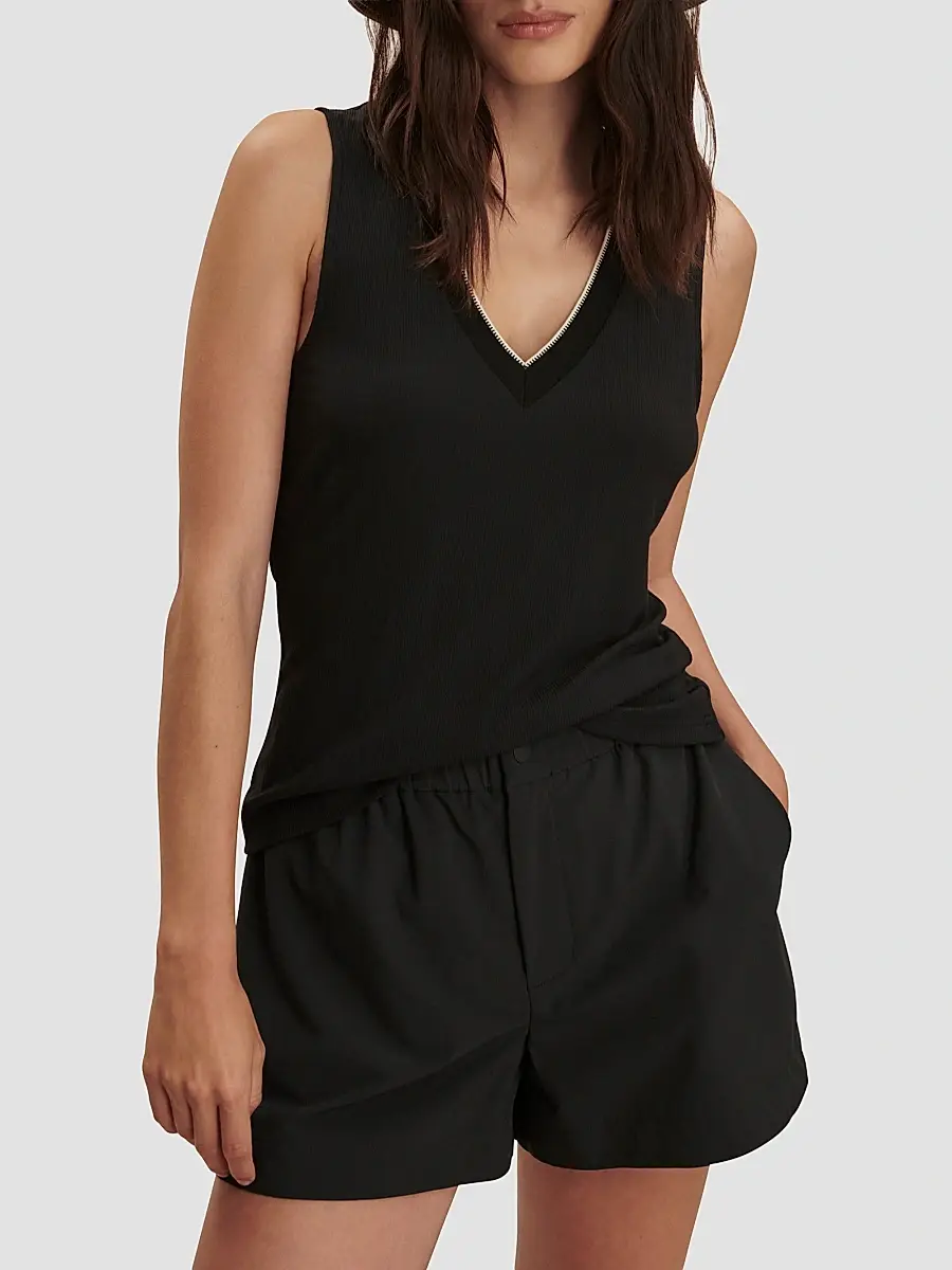 Varley Women's Corby Rib-Knit Plunging V-Neck Tank | Thumbnail 3 Varley Women's Corby Rib-Knit Plunging V-Neck Tank | Thumbnail 3