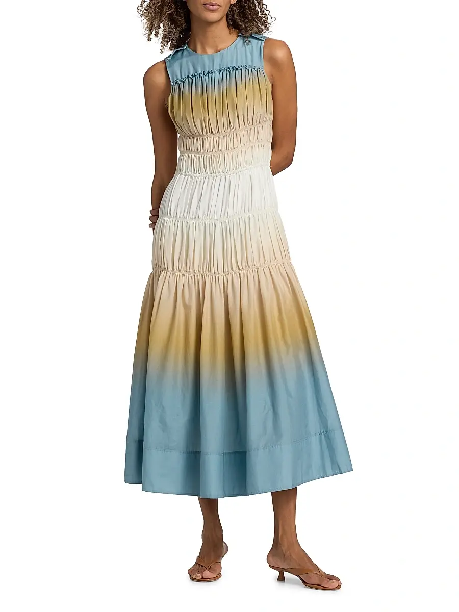 3.1 Phillip Lim Women's Ombré Ruched Cotton-Silk A-Line Dress | Thumbnail 2 3.1 Phillip Lim Women's Ombré Ruched Cotton-Silk A-Line Dress | Thumbnail 2
