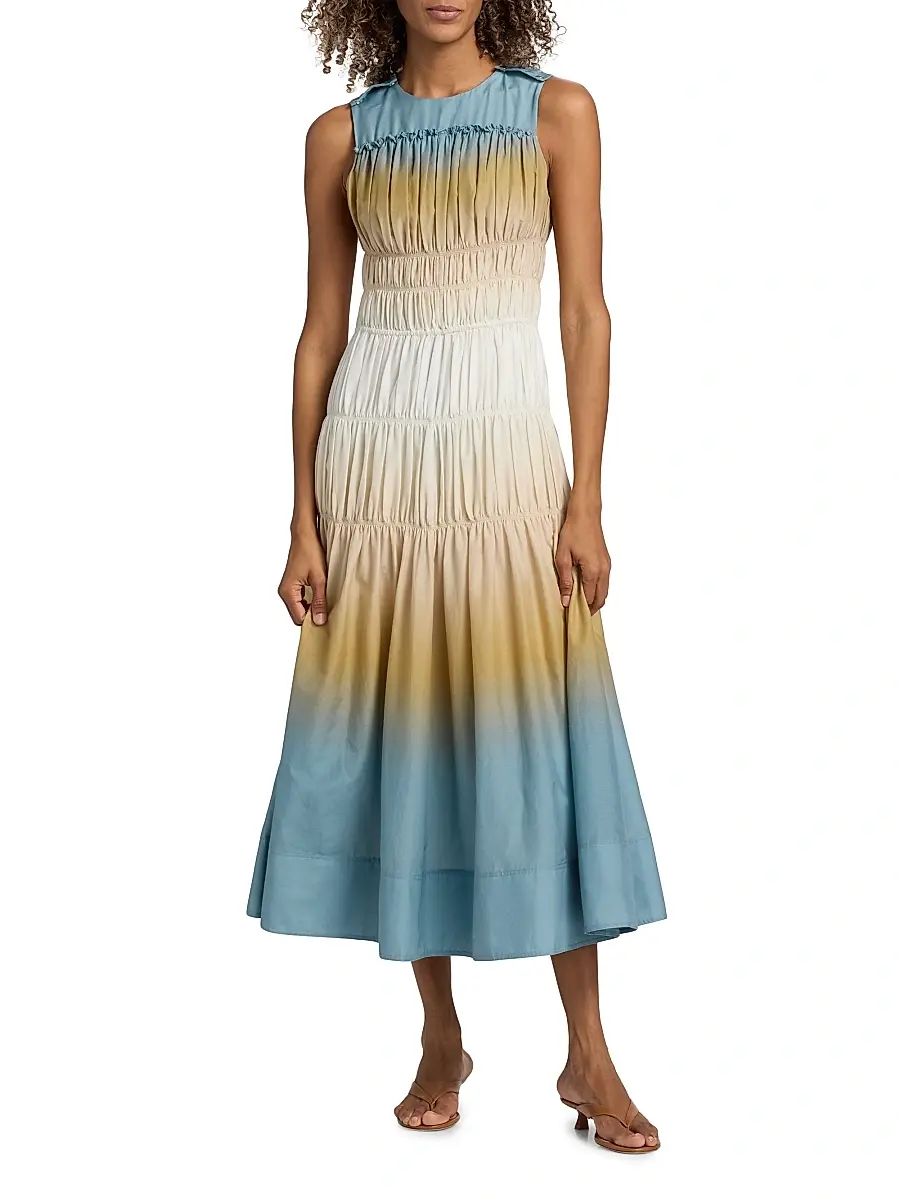 3.1 Phillip Lim Women's Ombré Ruched Cotton-Silk A-Line Dress | Thumbnail 3 3.1 Phillip Lim Women's Ombré Ruched Cotton-Silk A-Line Dress | Thumbnail 3