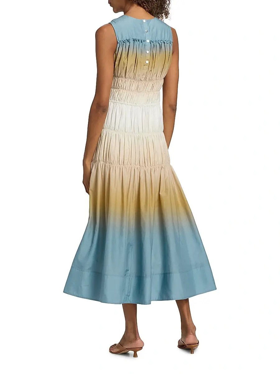 3.1 Phillip Lim Women's Ombré Ruched Cotton-Silk A-Line Dress | Thumbnail 5 3.1 Phillip Lim Women's Ombré Ruched Cotton-Silk A-Line Dress | Thumbnail 5