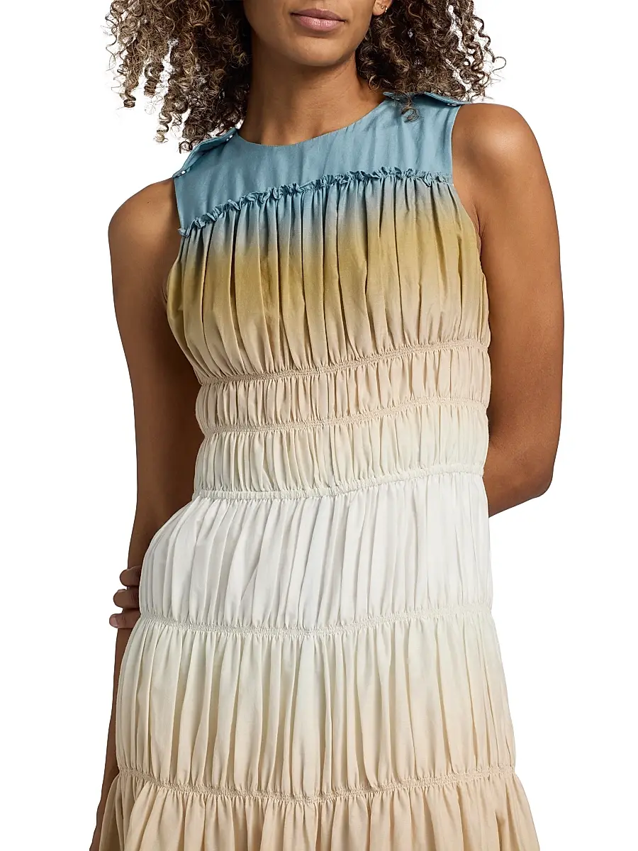 3.1 Phillip Lim Women's Ombré Ruched Cotton-Silk A-Line Dress | Thumbnail 6 3.1 Phillip Lim Women's Ombré Ruched Cotton-Silk A-Line Dress | Thumbnail 6