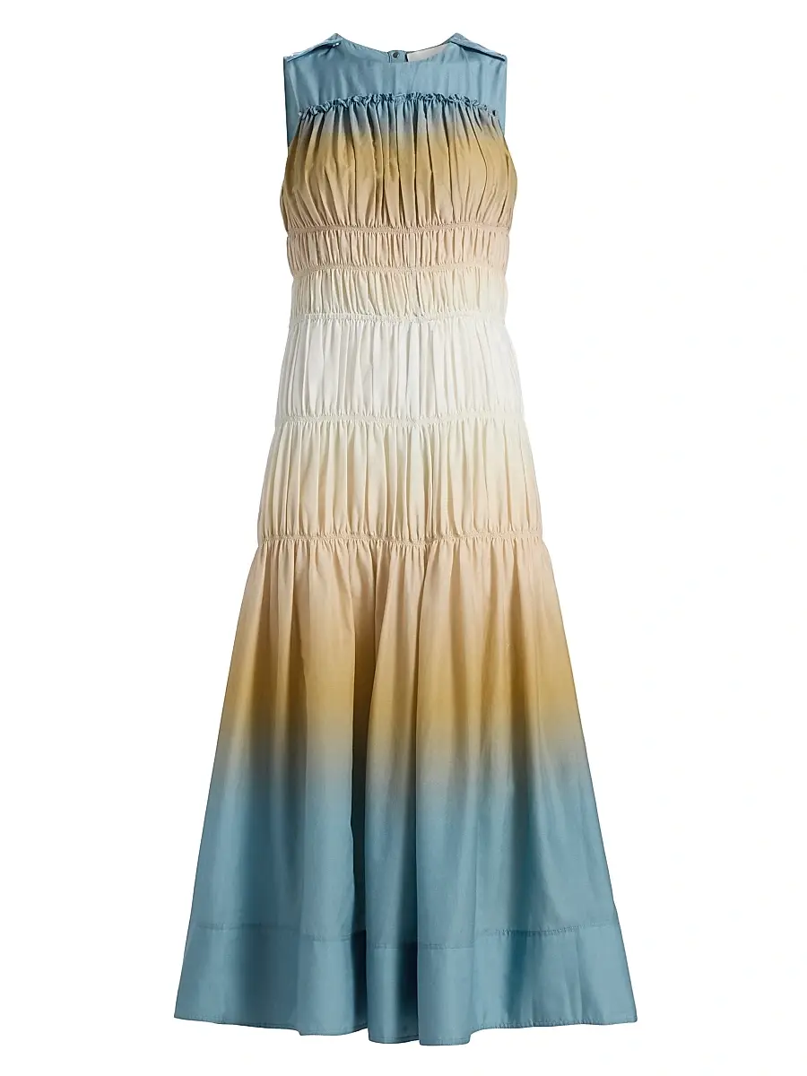 3.1 Phillip Lim Women's Ombré Ruched Cotton-Silk A-Line Dress - Storm Canyon Multi - Size 10 | Image 1 3.1 Phillip Lim Women's Ombré Ruched Cotton-Silk A-Line Dress - Storm Canyon Multi - Size 10 | Image 1