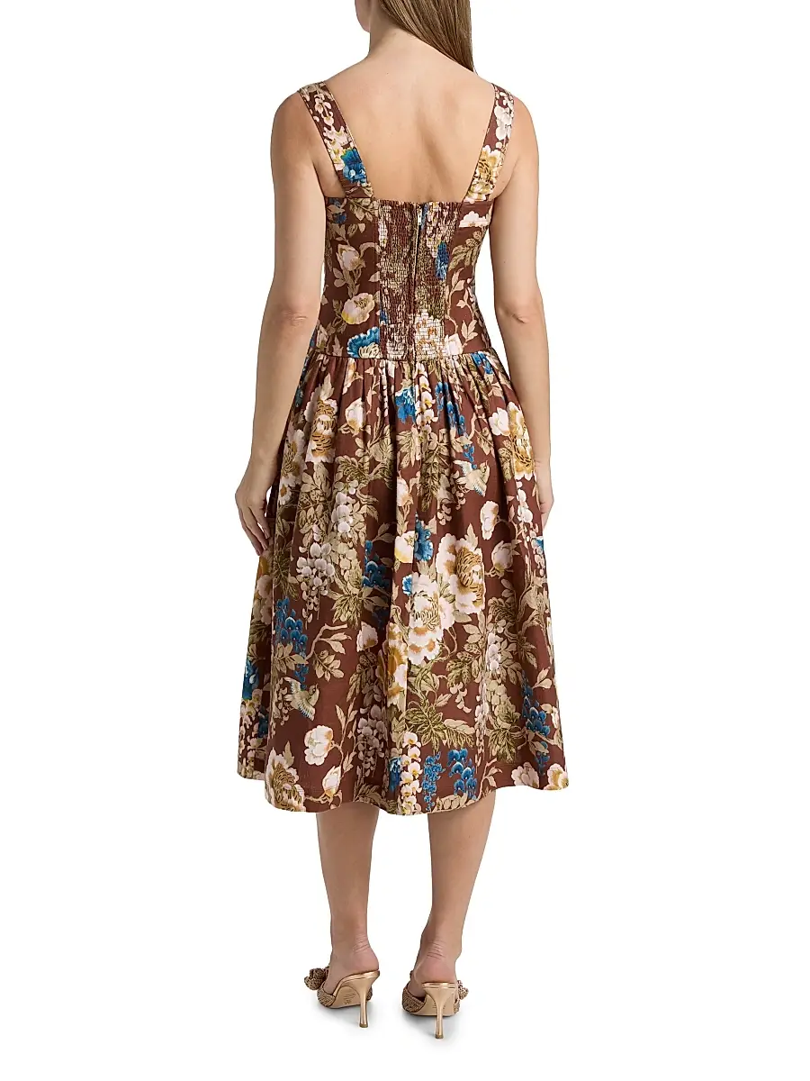 Cara Cara Women's Feliz Floral Linen Midi Dress | Thumbnail 5 Cara Cara Women's Feliz Floral Linen Midi Dress | Thumbnail 5