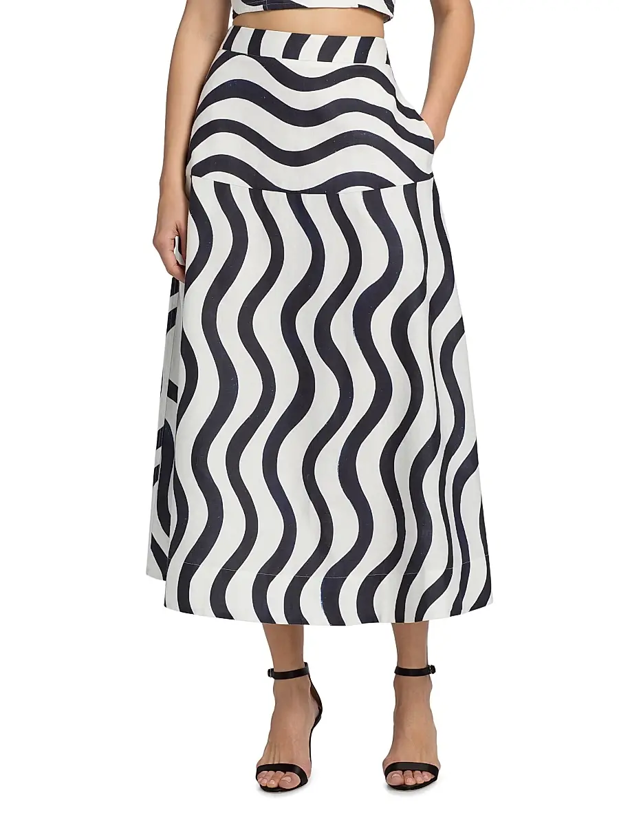 Milly Women's Lona Printed Midi-Skirt | Thumbnail 3 Milly Women's Lona Printed Midi-Skirt | Thumbnail 3