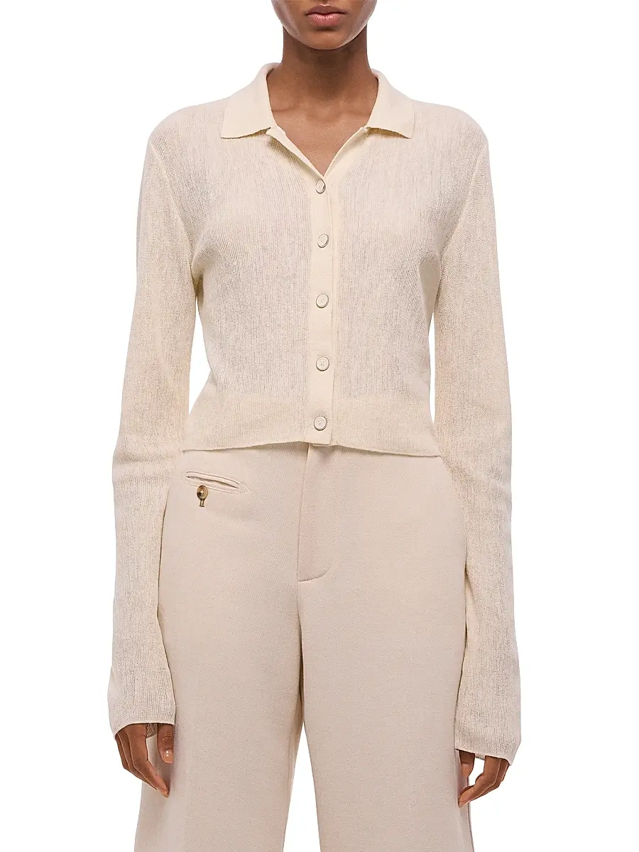 Helmut Lang Women's Raw Edge Linen-Blend Knit Cardigan | Thumbnail 3 Helmut Lang Women's Raw Edge Linen-Blend Knit Cardigan | Thumbnail 3