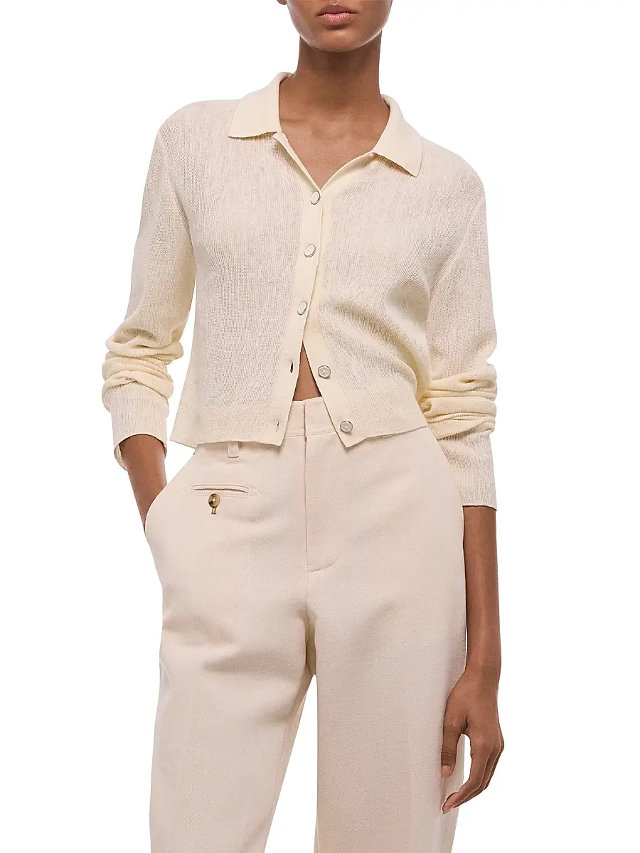Helmut Lang Women's Raw Edge Linen-Blend Knit Cardigan | Thumbnail 6 Helmut Lang Women's Raw Edge Linen-Blend Knit Cardigan | Thumbnail 6