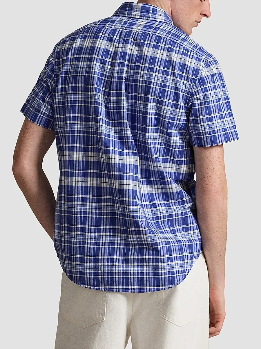 Polo Ralph Lauren Men's Classic-Fit Plaid Short-Sleeve Oxford Shirt | Thumbnail 3 Polo Ralph Lauren Men's Classic-Fit Plaid Short-Sleeve Oxford Shirt | Thumbnail 3