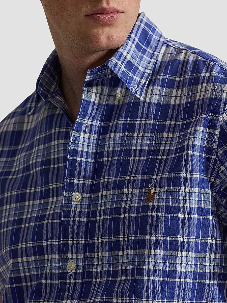Polo Ralph Lauren Men's Classic-Fit Plaid Short-Sleeve Oxford Shirt | Thumbnail 5 Polo Ralph Lauren Men's Classic-Fit Plaid Short-Sleeve Oxford Shirt | Thumbnail 5