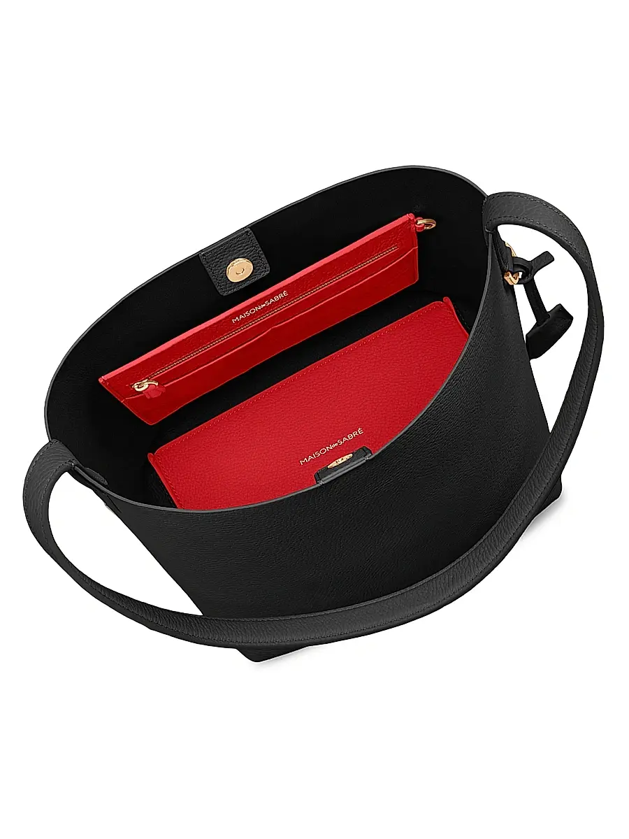 MAISON de SABRÉ Women's Leather Bucket Soft Tote Bag | Thumbnail 6 MAISON de SABRÉ Women's Leather Bucket Soft Tote Bag | Thumbnail 6