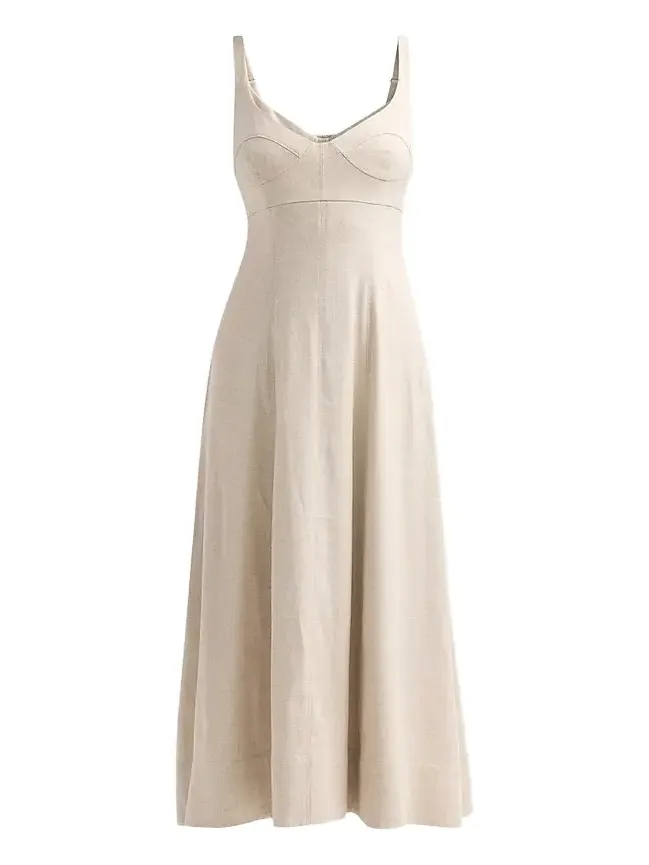 Women's Arya Bustier Linen-Blend Midi Dress