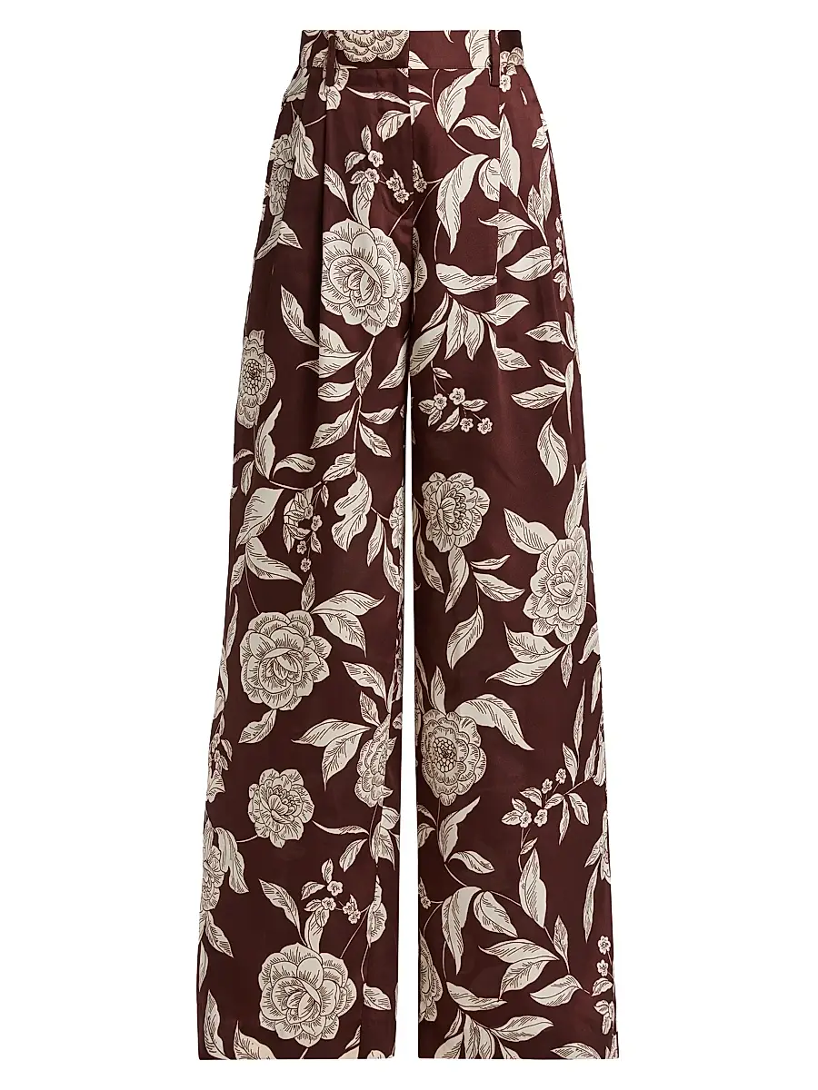 Women's Jodi Floral Twill Wide-Leg Pants Women's Jodi Floral Twill Wide-Leg Pants