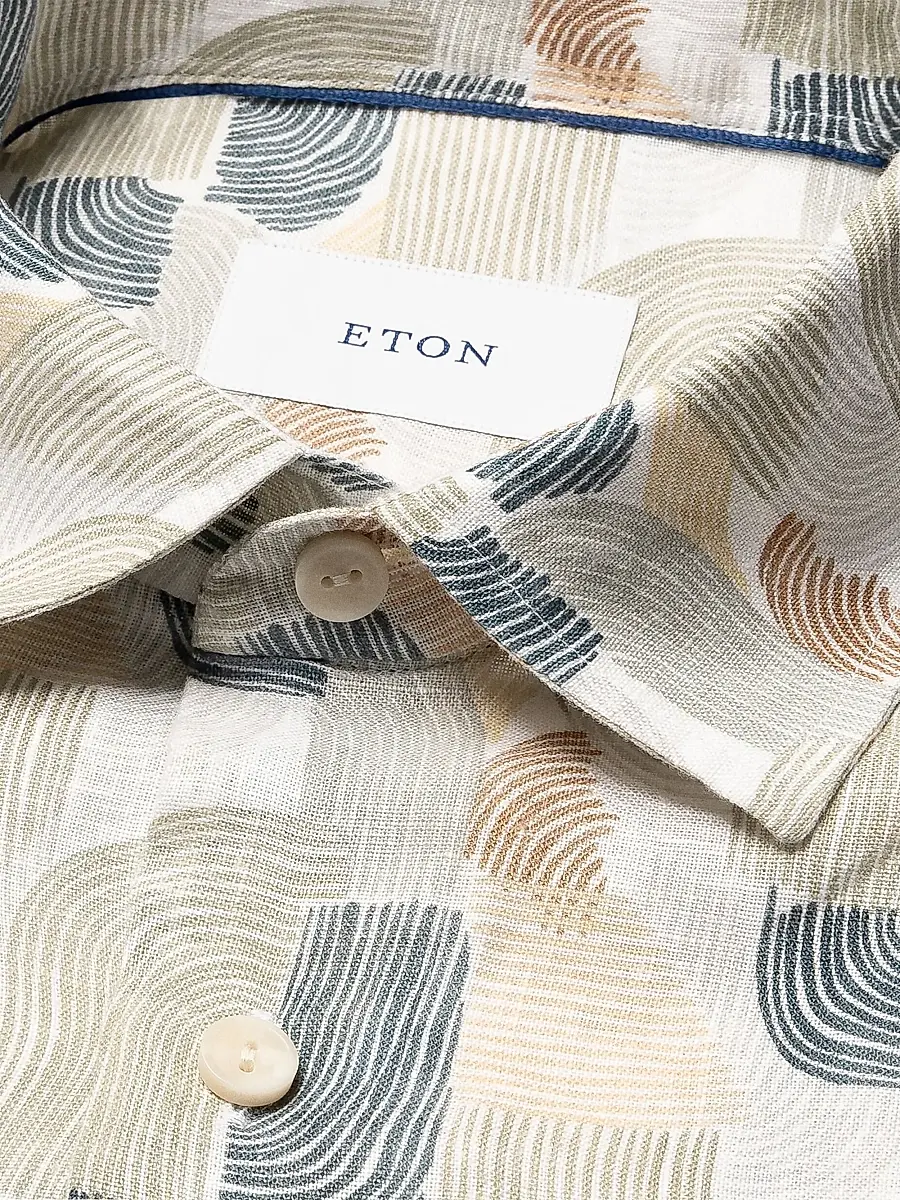 Eton Men's Geometric Print Linen Shirt | Thumbnail 7 Eton Men's Geometric Print Linen Shirt | Thumbnail 7