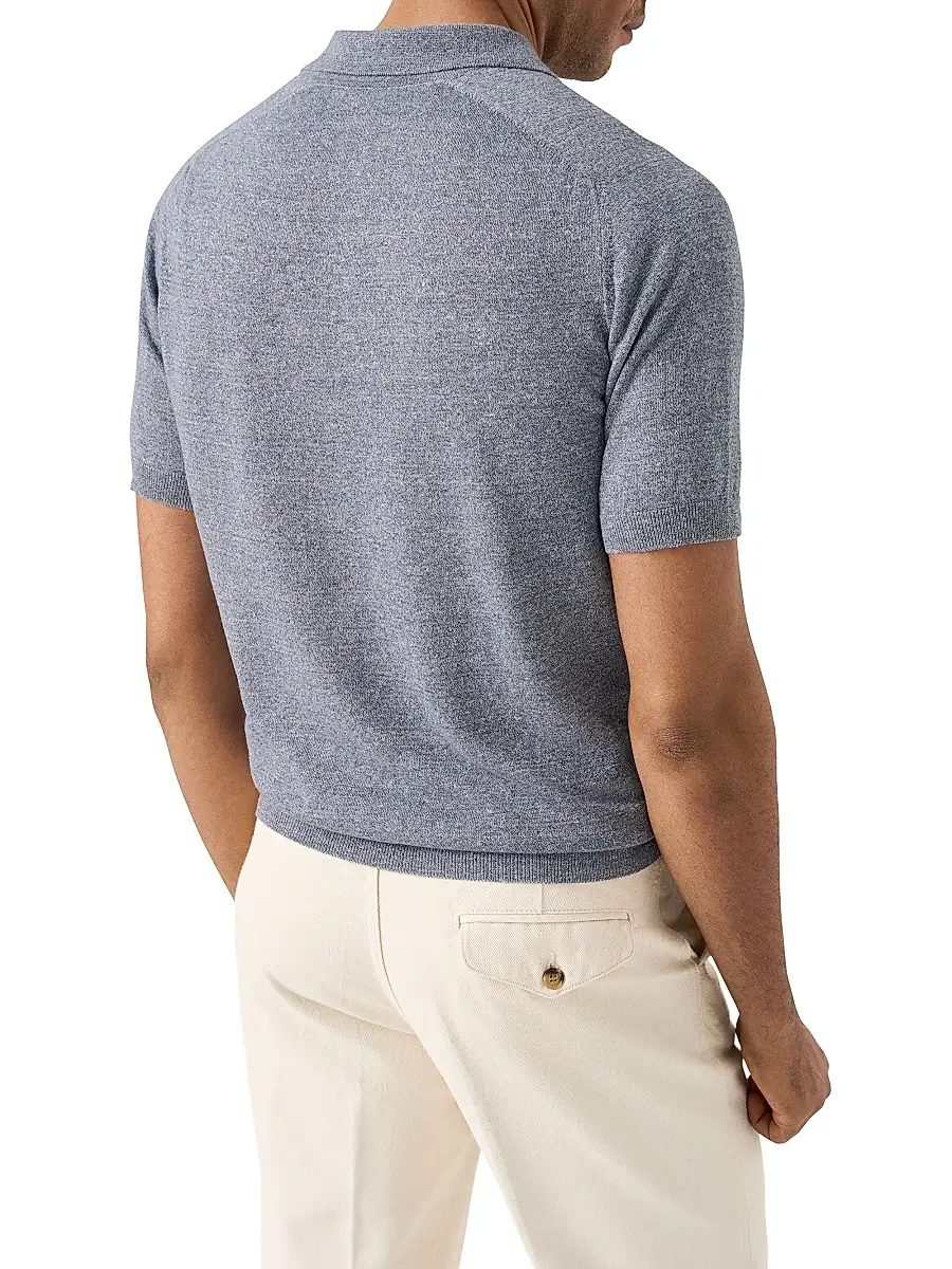 Eton Men's Linen-Cotton Fine Knit Polo Shirt | Thumbnail 3 Eton Men's Linen-Cotton Fine Knit Polo Shirt | Thumbnail 3