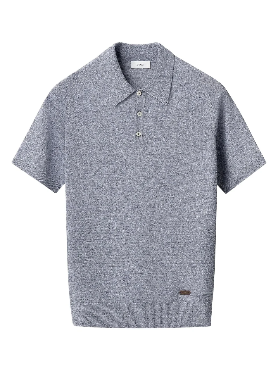 Men's Linen-Cotton Fine Knit Polo Shirt
