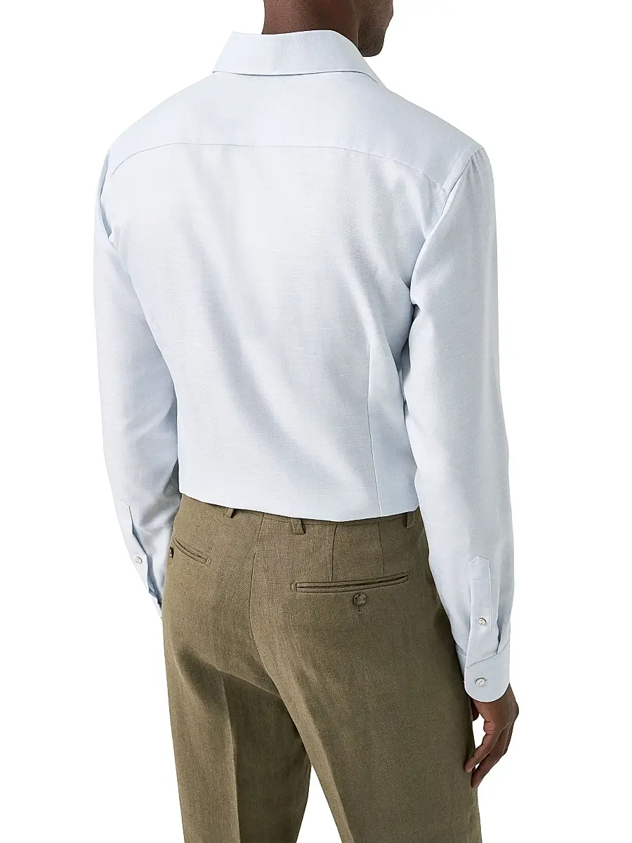 Eton Men's Contemporary Fit Textured Cotton-Linen Shirt | Thumbnail 4 Eton Men's Contemporary Fit Textured Cotton-Linen Shirt | Thumbnail 4
