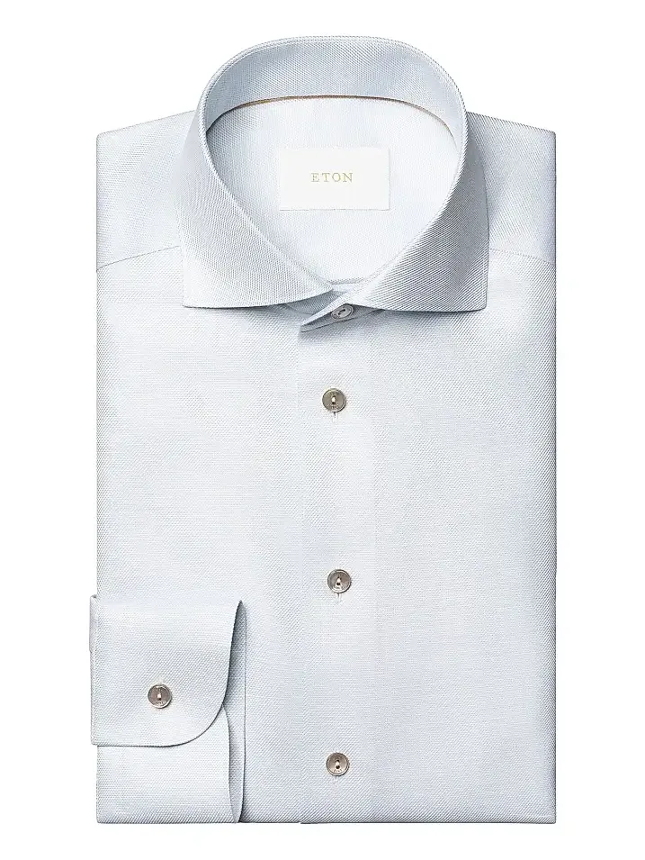 Men's Contemporary Fit Textured Cotton-Linen Shirt