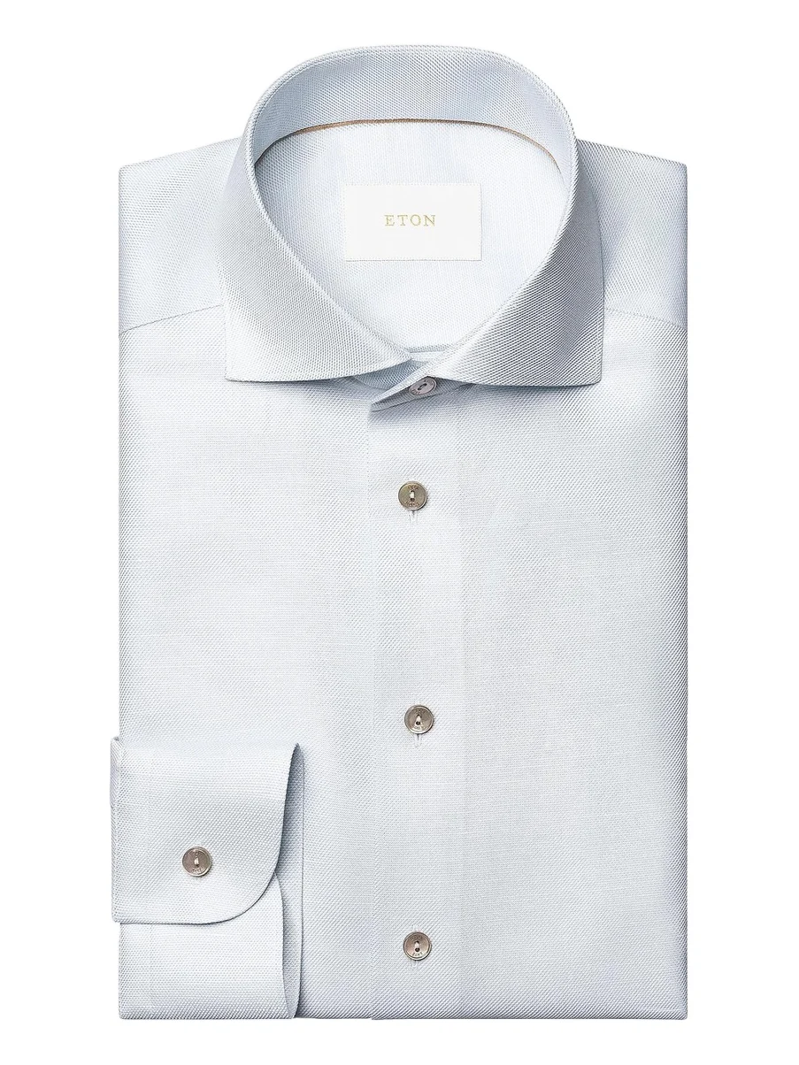 Men's Contemporary Fit Textured Cotton-Linen Shirt