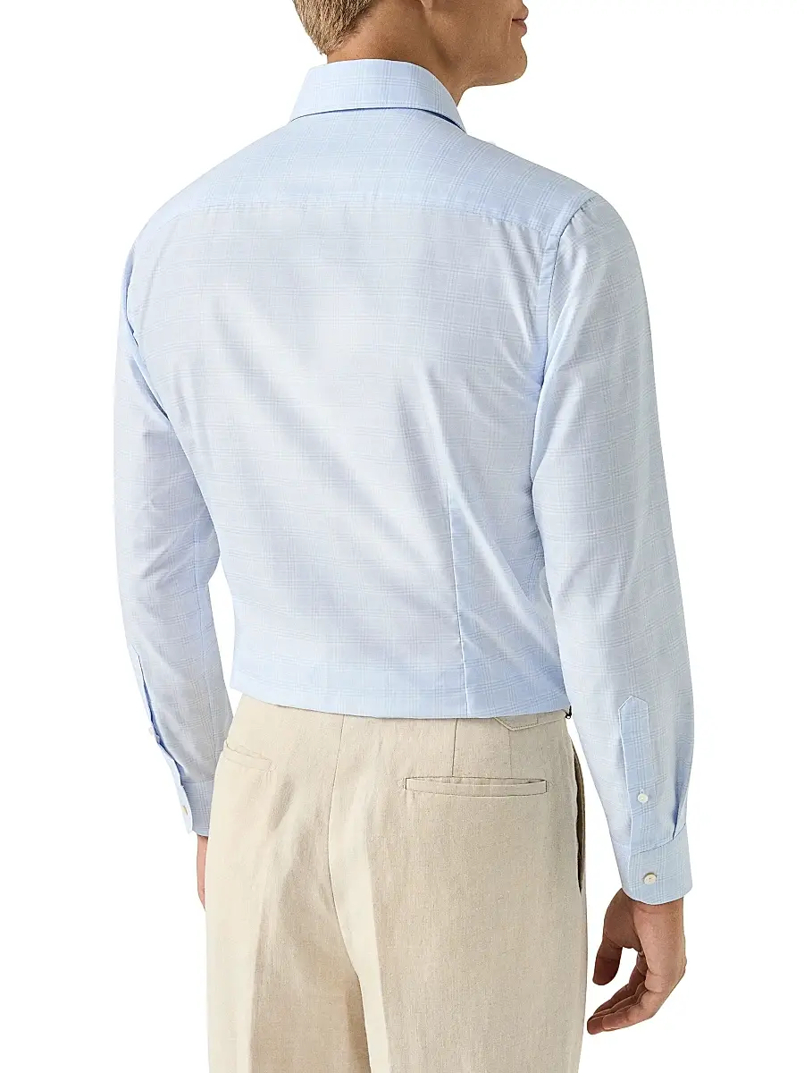 Eton Men's Check Cotton-Linen Slim-Fit Shirt | Thumbnail 4 Eton Men's Check Cotton-Linen Slim-Fit Shirt | Thumbnail 4