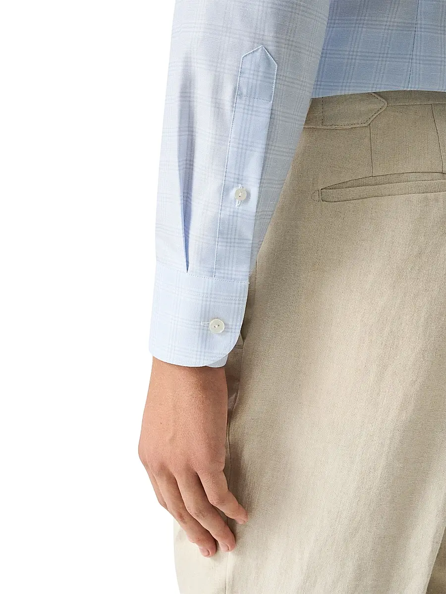 Eton Men's Check Cotton-Linen Slim-Fit Shirt | Thumbnail 6 Eton Men's Check Cotton-Linen Slim-Fit Shirt | Thumbnail 6