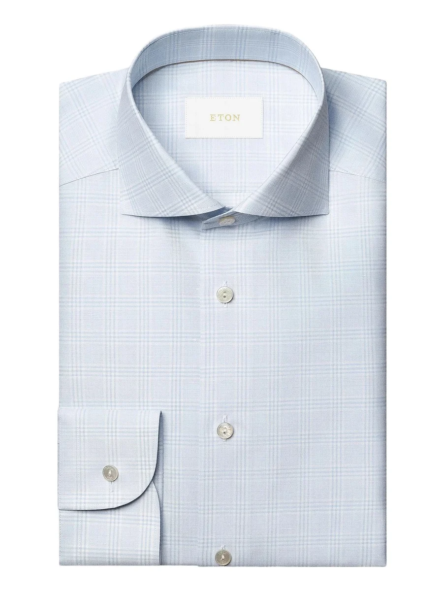 Men's Check Cotton-Linen Slim-Fit Shirt Men's Check Cotton-Linen Slim-Fit Shirt