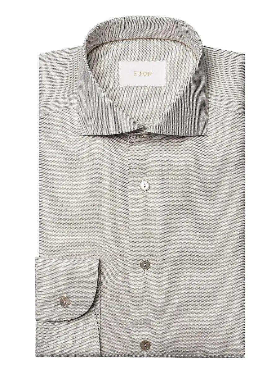 Men's Contemporary Fit Textured Cotton-Linen Shirt