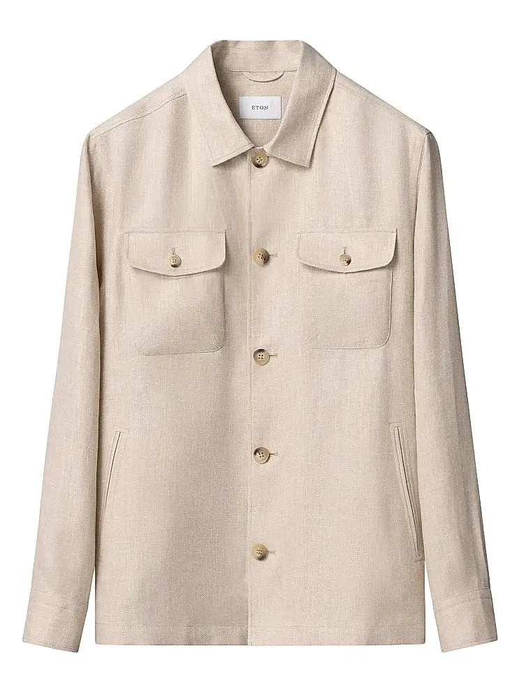 Men's Herringbone Linen-Blend Shirt Jacket Men's Herringbone Linen-Blend Shirt Jacket